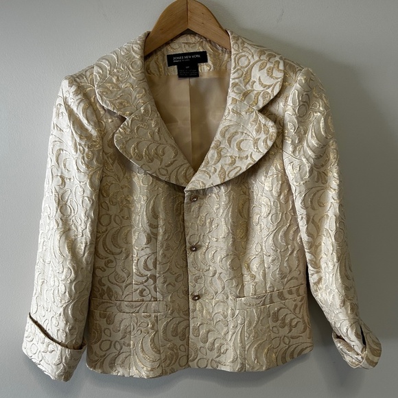 VTG Jones New York Women’s Size 8P 2 Piece Skirt Set Silk & Metallic Old Money - Picture 5 of 15